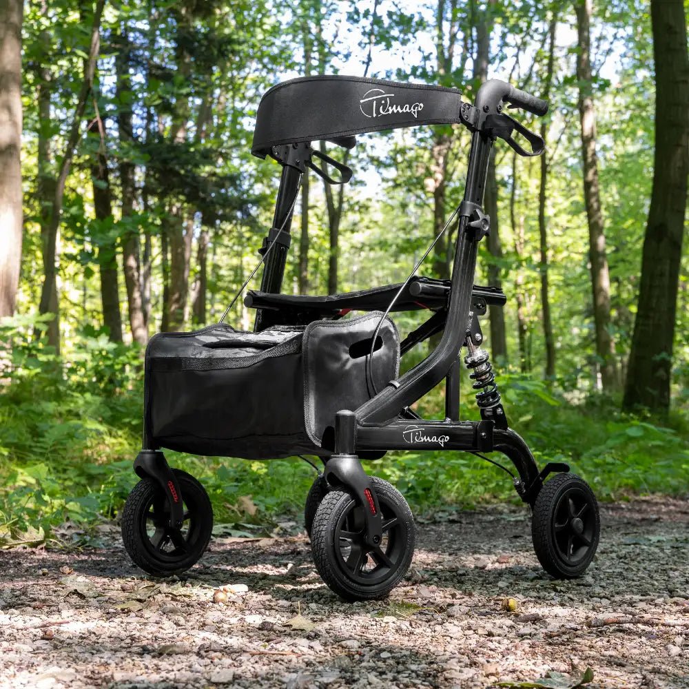 JOHNNIE letvægtsrollator med lufthjul og støddæmpere